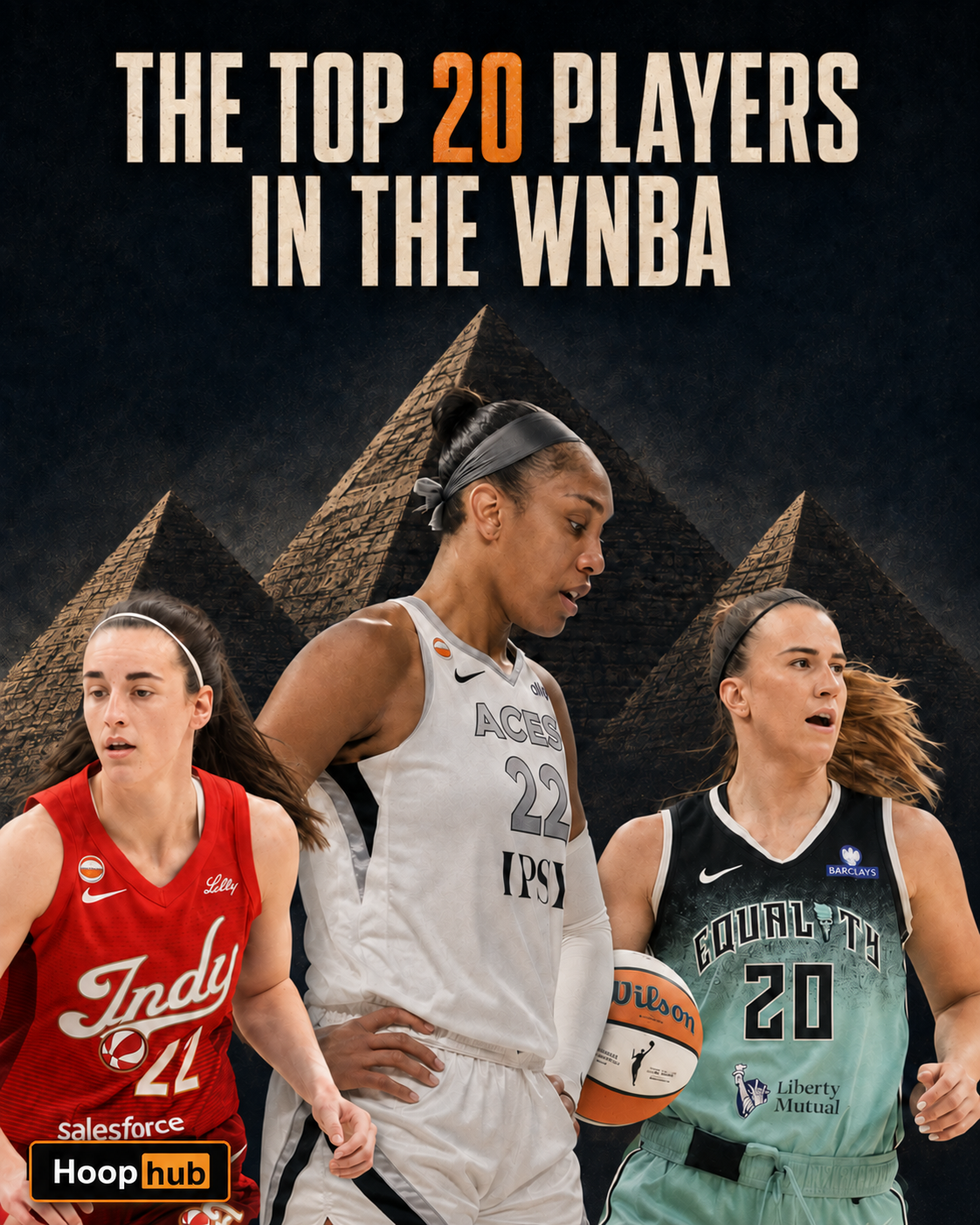 The Top 20 Players in the WNBA cover featuring Caitlin Clark, A’ja Wilson and Sabrina Ionescu